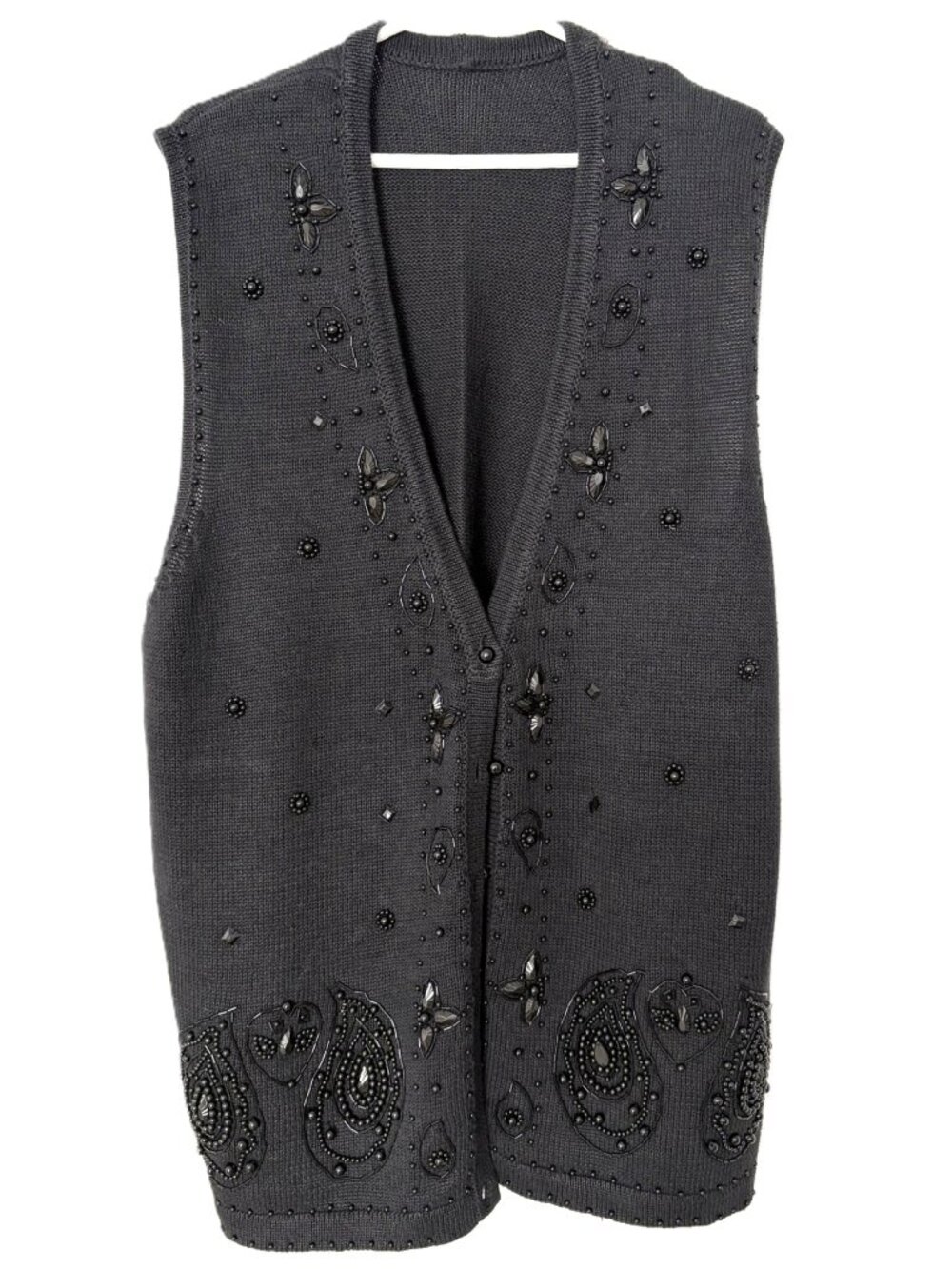 Black Knit Sweater Beaded Vest Size 2X
